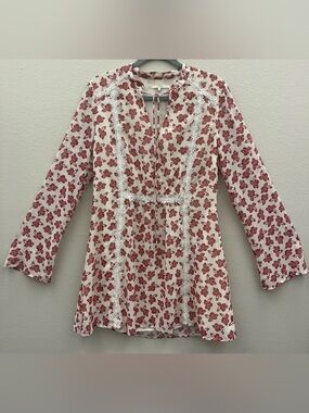 Tularosa Cream dress with Red Floral Print and Lace Trim (Revolve Brand)